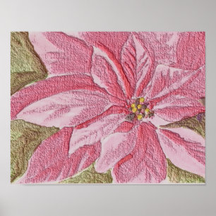 Poster Flor de Natal Pintada de Poinsettia