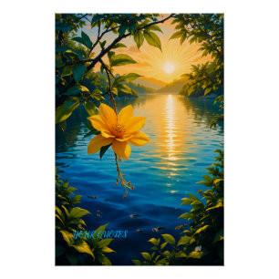 Pôster Flor de Ouro ao Pôr do Sol – Arte da Natureza Impr