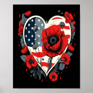Poster Flor de Papoula Vermelha do Dia da Memória dos Hom