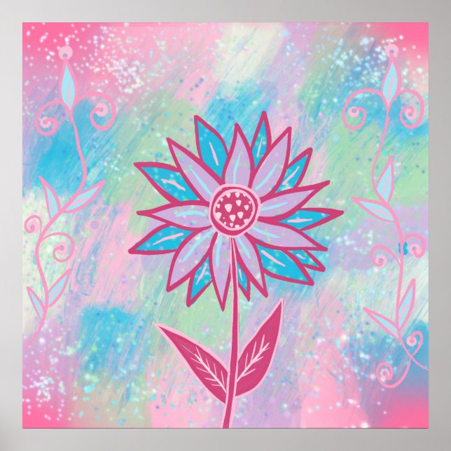 Poster Flor de Pastel, desenhado à mão, (Frente)