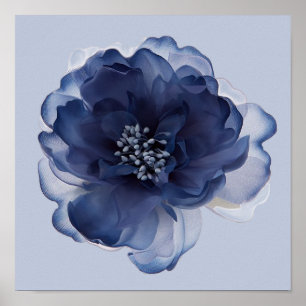 POSTER FLOR DE PEÔNIA AZUL
