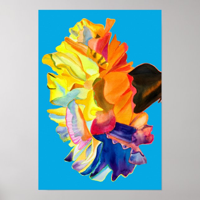 Poster Flor de pop de cravagem colorida (Frente)