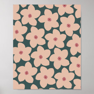 Poster Flor De Retros Verde E Pêssego