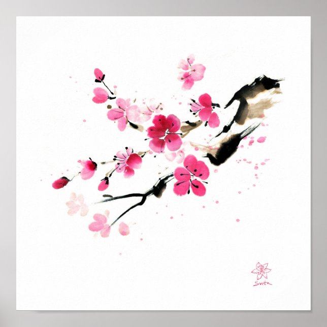 Poster Flor de Sakura. Pintura (Frente)