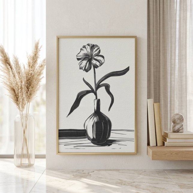Poster Flor de Tinta Preta Minimalista (Criador carregado)