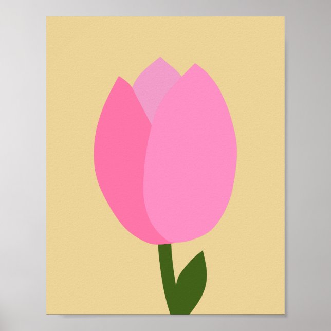 Poster Flor de Tulipa Rosa e Amarela (Frente)