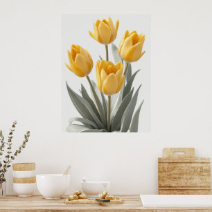 Poster Flor de Tulipas Amarelo