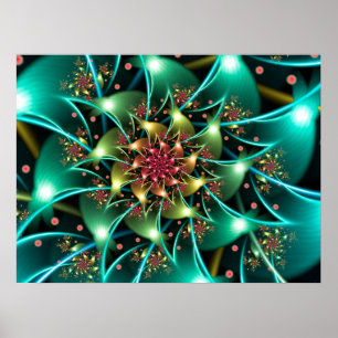 Poster Flor de Turquesa Fractal