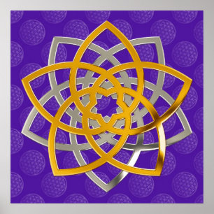 Pôster Flor de vênus duo GoldSilver   of flower life