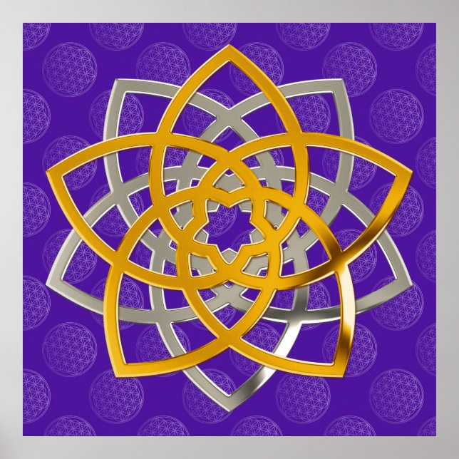 Pôster Flor de vênus duo GoldSilver | of flower life (Frente)