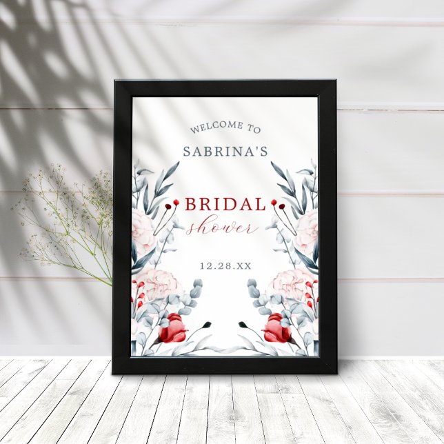 Poster Flor de Vermelho e Azul Floral Chamada de Bridal S (Criador carregado)