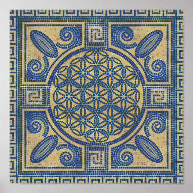 Poster Flor do Azulejo Mosaico Vida N1 (Frente)