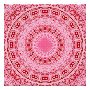 Pôster Flor do Mandala Vermelho e Rosa Caleidoscópio