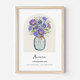 Poster Flor do Mês de Nascimento Aster Morning Glo