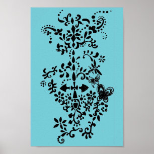 Poster Flor e Borboleta Dandy Doodle
