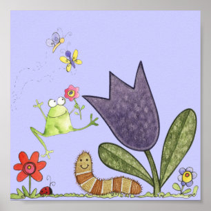 Pôster flor e sapo