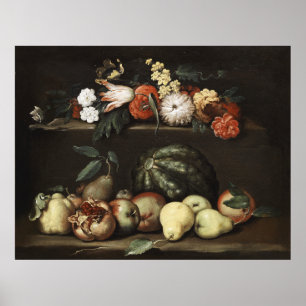 Poster Flor e vida estática fruta