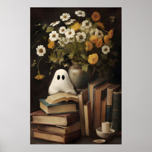 Poster Flor fantasma rústico livro imprimível, Halloween