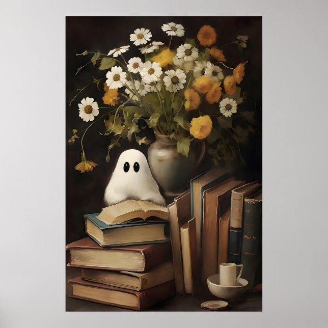 Poster Flor fantasma rústico livro imprimível, Halloween (Frente)