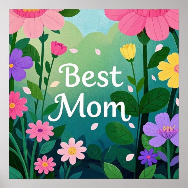 Poster Flor Floral Melhor Jardim Mãe (Frente)