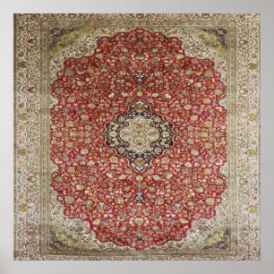 Poster Flor floral vermelha padrão persa de turcos elegan