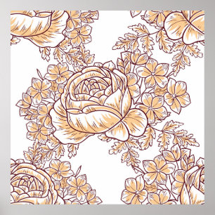 Poster Flor floresce. padrão uniforme de abstrato elegânc