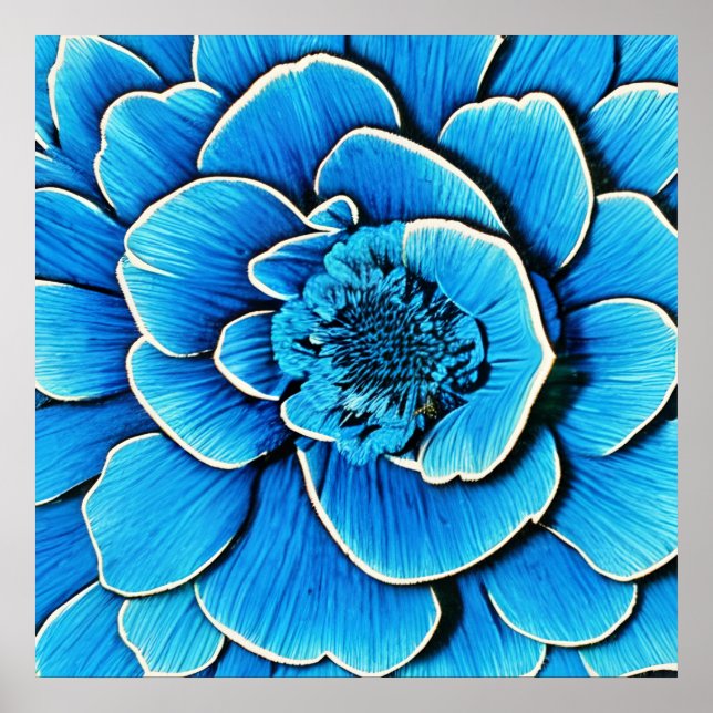 Poster Flor Grande Azul Camellia (Frente)
