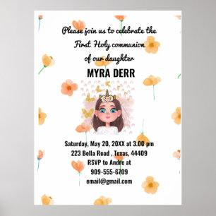 Poster Flor Laranja Primeira Sagrada Convocação Comunitár