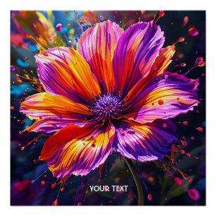 Pôster Flor Laranja Roxo Fantasy