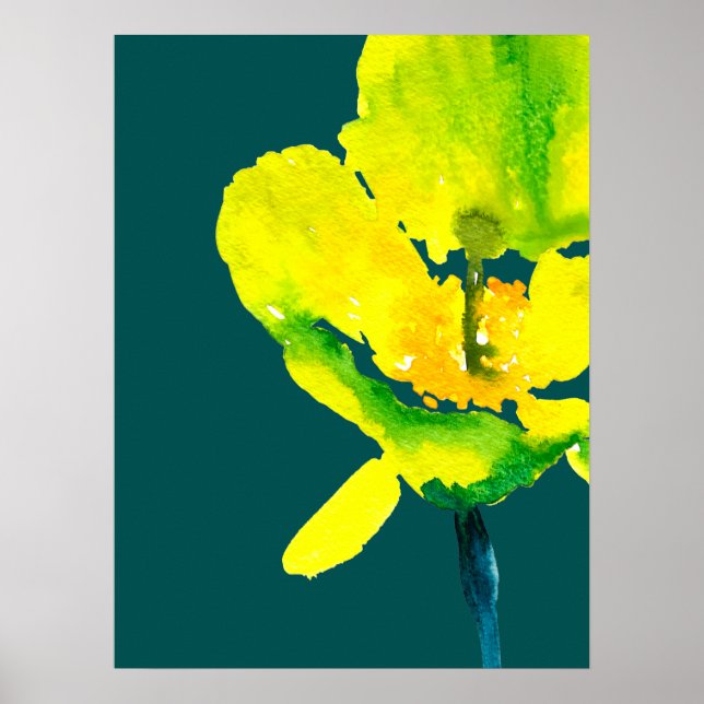 Poster Flor livre de abstrato amarelo (Frente)
