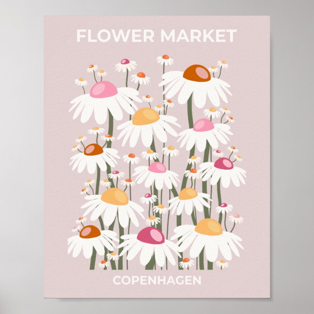 Poster Flor Market Copenhagen Blush Pink Floral Padrão (Frente)