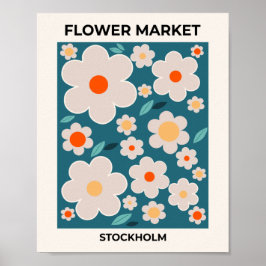 Poster Flor Market Estocolmo Abstrato Retro Flowers