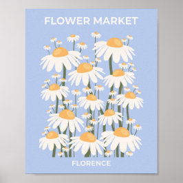 Poster Flor Mercado Florence Pastel Blue Retro Floral
