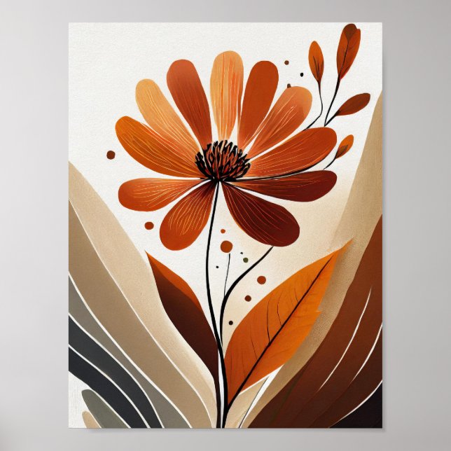 Poster Flor minimalista laranja (Frente)