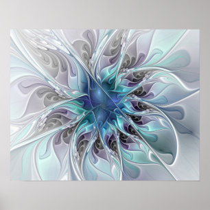 Poster Flor moderna abstrata do Fractal do Flourish com