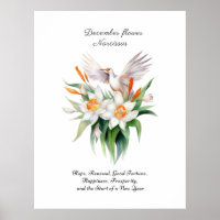 Flor Narciso de dezembro com Pássaro Floral