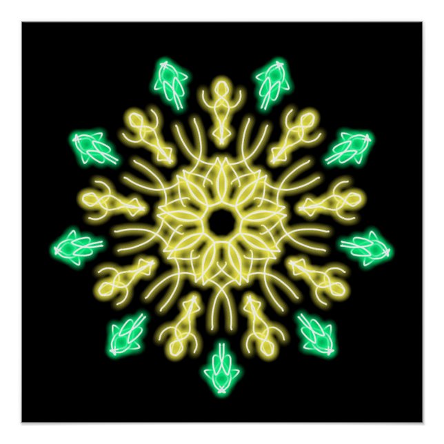 Pôster Flor néon amarela e verde (Frente)