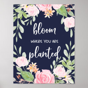Poster Flor onde você é tipografia floral plantada de