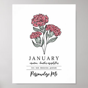 Poster Flor Personalizada de Nascimento do Cravo de Janei