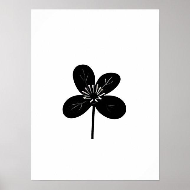 Poster flor preta minimalista (Frente)