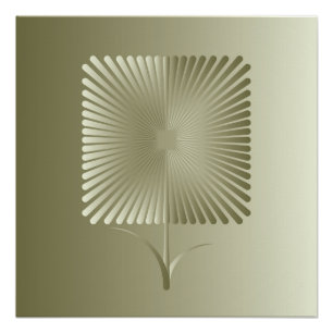 Pôster Flor quadrada ouro