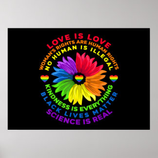 Poster Flor Rainbow Human Rights LGBT Love Is Love