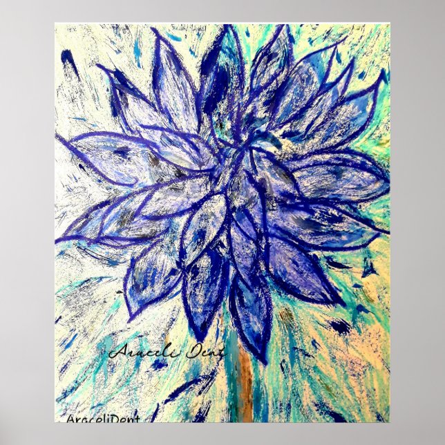 Poster Flor Rara Azul Dahlia (Frente)