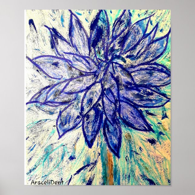 Poster Flor Rara Azul Dahlia (Frente)