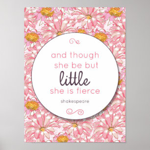 Poster Flor rosa Ela é um feroz camurário