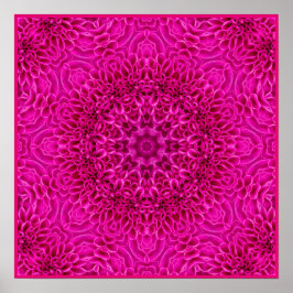 Poster Flor rosa Vintagem Fractal Caleidoscópio
