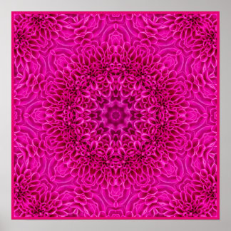 Poster Flor rosa Vintagem Fractal Caleidoscópio
