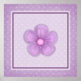 Poster Flor Roxo Whimsy em um Fundo de Bolinhas