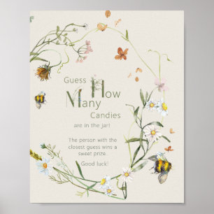 Poster Flor Selvagem Beige Chá de fraldas Quantas Candies