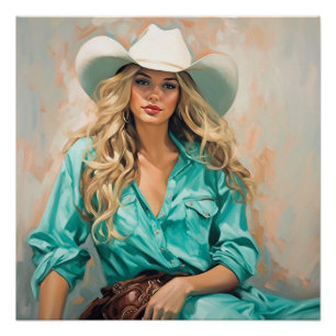 Pôster Flor Selvagem Encantada: Arte de Muro de Cowgirl